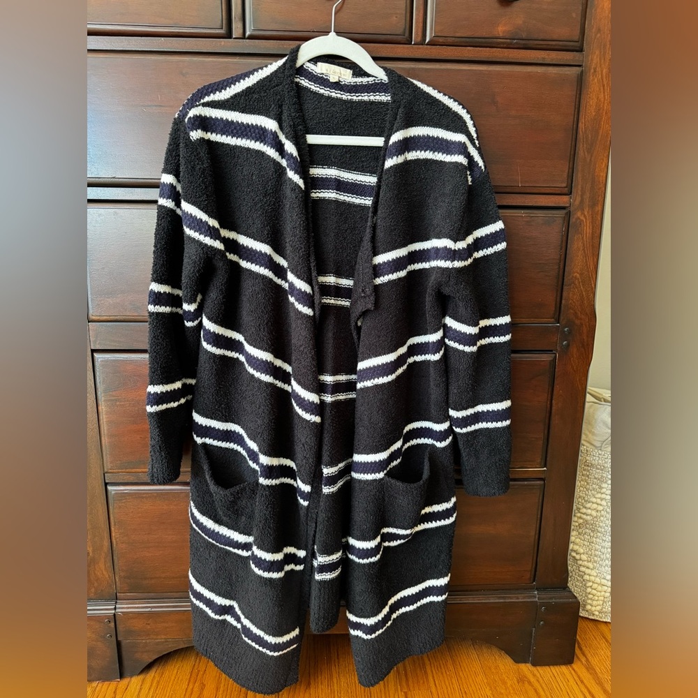 Soft long striped women’s cardigan
